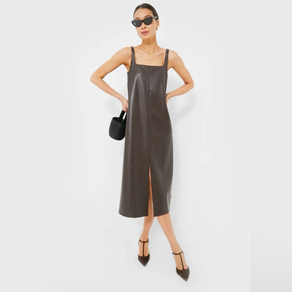 HYACINTH HOUSE
Chocolate Faux Leather Square Neck Olga Dress